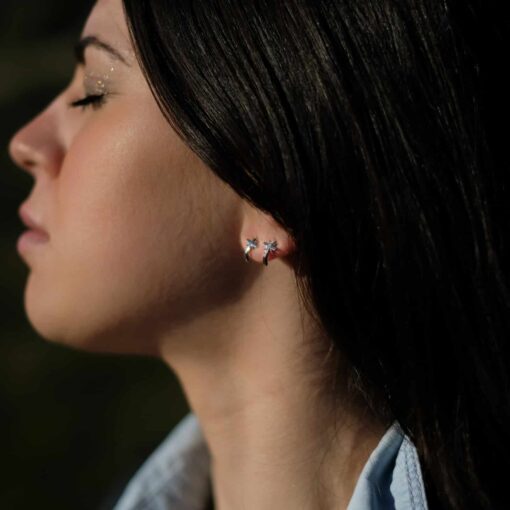 Obsession cross earring - Diamonds boucle oreille captive or blanc 3