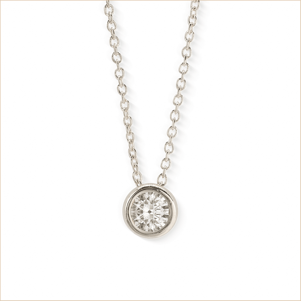 collier solitaire or blanc et diamant blanc or recyclé 18 carats aupiho joaillerie