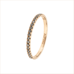 bague alliance or rose et diamants noirs or recyclé 18 carats aupiho joaillerie