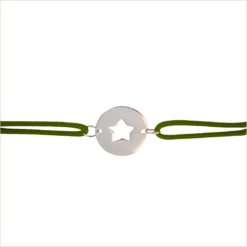 bracelet cordon médaille ysis collection celeste or blanc