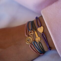 bracelet cordon clé médaille étoile coeur or recyclé 18 carats aupiho joaillerie