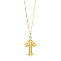 collier croix romy pavée diamants blancs croix revisitée originale or jaune 18 carats recyclé aupiho joaillerie