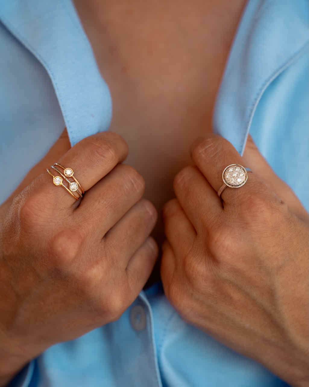 bague-etincelle-or-blanc-18 carats-t'm-aupiho-joaillerie bague fiancailles or blanc pavée de diamants blancs or recyclé 18 carats