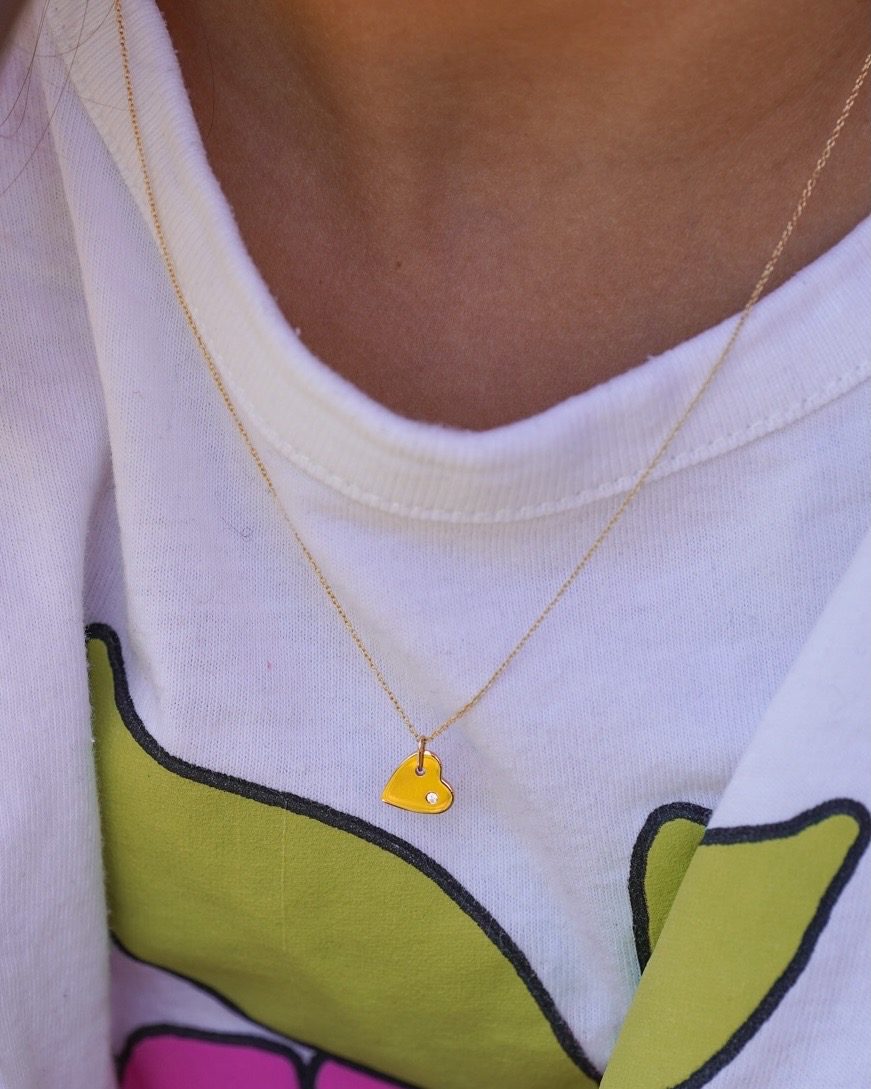 collier coeur or jaune et diamant blanc or recyclé 18 carats aupiho joaillerie collier coeur or jaune et diamant blanc or recyclé 18 carats aupiho joaillerie