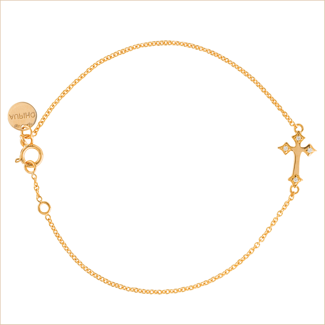 recycled 18-carat gold pink gold white diamonds cross bracelet aupiho jewellery recycled 18-carat gold pink gold white diamonds cross bracelet aupiho jewellery