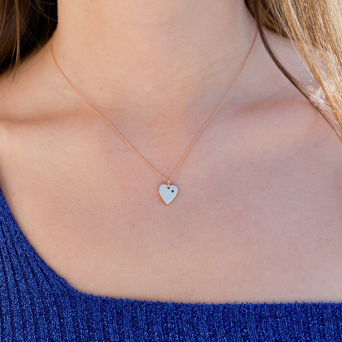 collier coeur or rose et diamant noir or recyclé 18 carats aupiho joaillerie collier coeur or rose et diamant noir or recyclé 18 carats aupiho joaillerie