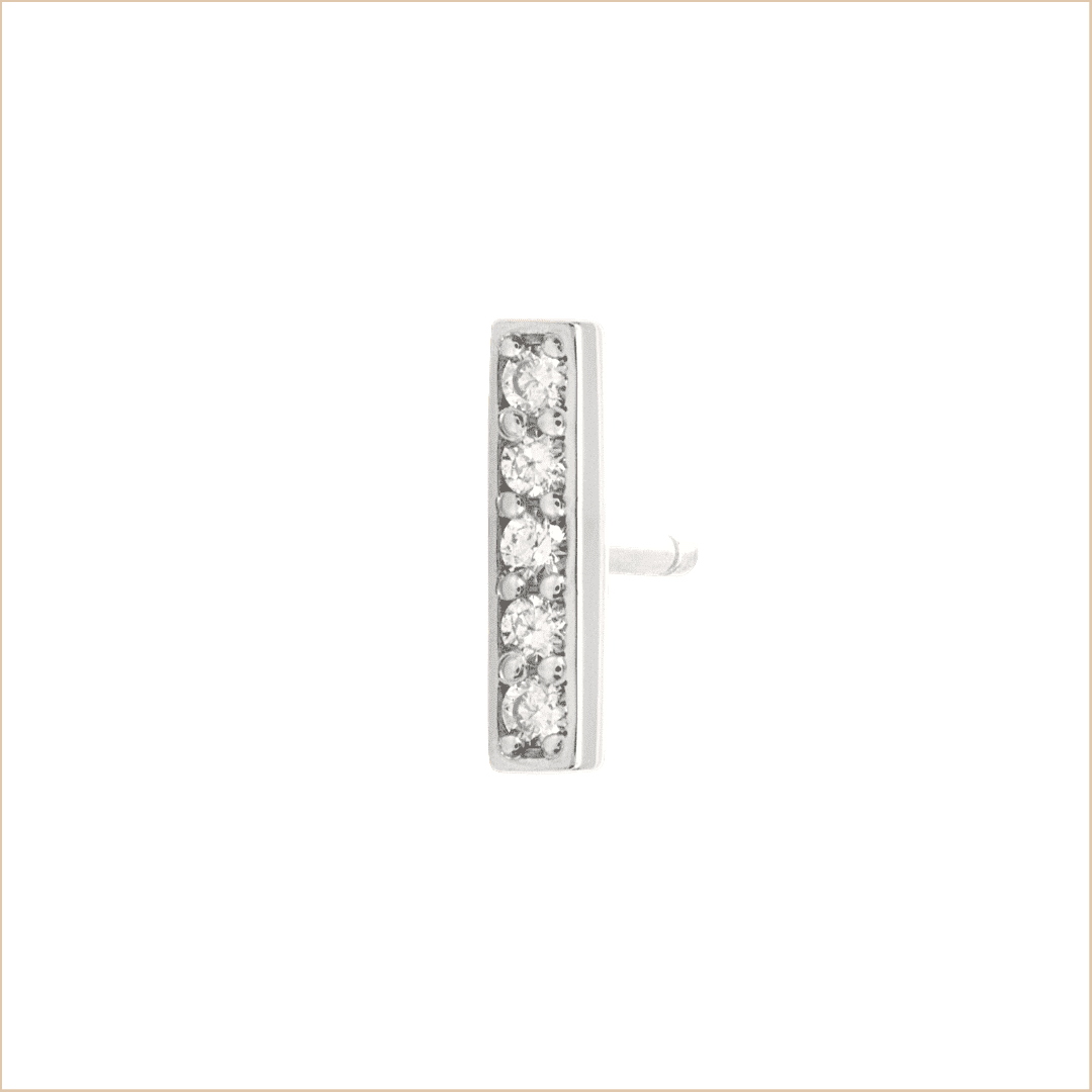 boucles d'oreille barrette or blanc et diamants blancs or recyclé 18 carats puce aupiho joaillerie jane