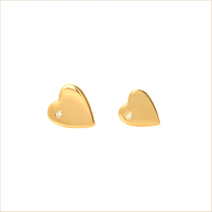 boucles d'oreilles puces cœur atout cœur or jaune 18 carats recyclé diamants aupiho joaillerie