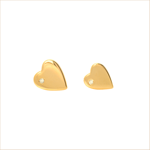boucles d'oreilles puces cœur atout cœur or jaune 18 carats recyclé diamants aupiho bijoux enfants