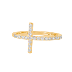 bague croix barrette en diamants blancs or recyclé 18 carats aupiho bijoux
