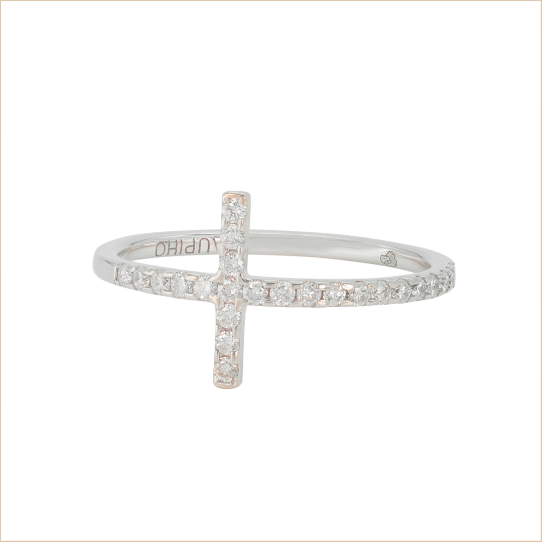 bague croix or blanc et diamants blancs or recyclé 18 carats captive aupiho joaillerie bague croix or blanc et diamants blancs or recyclé 18 carats captive aupiho joaillerie