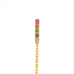 boucle d'oreille monoboucle barrette chaîne or jaune 18 carats recyclé pierres précieuses et fines colorées aupiho joaillerie