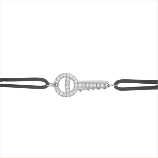 bracelet cordon personnalisable bijou clé or blanc diamants sertis aupiho joaillerie