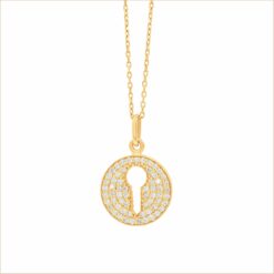 collier médaille sésame clé pavée de diamants blancs or jaune aupiho joaillerie