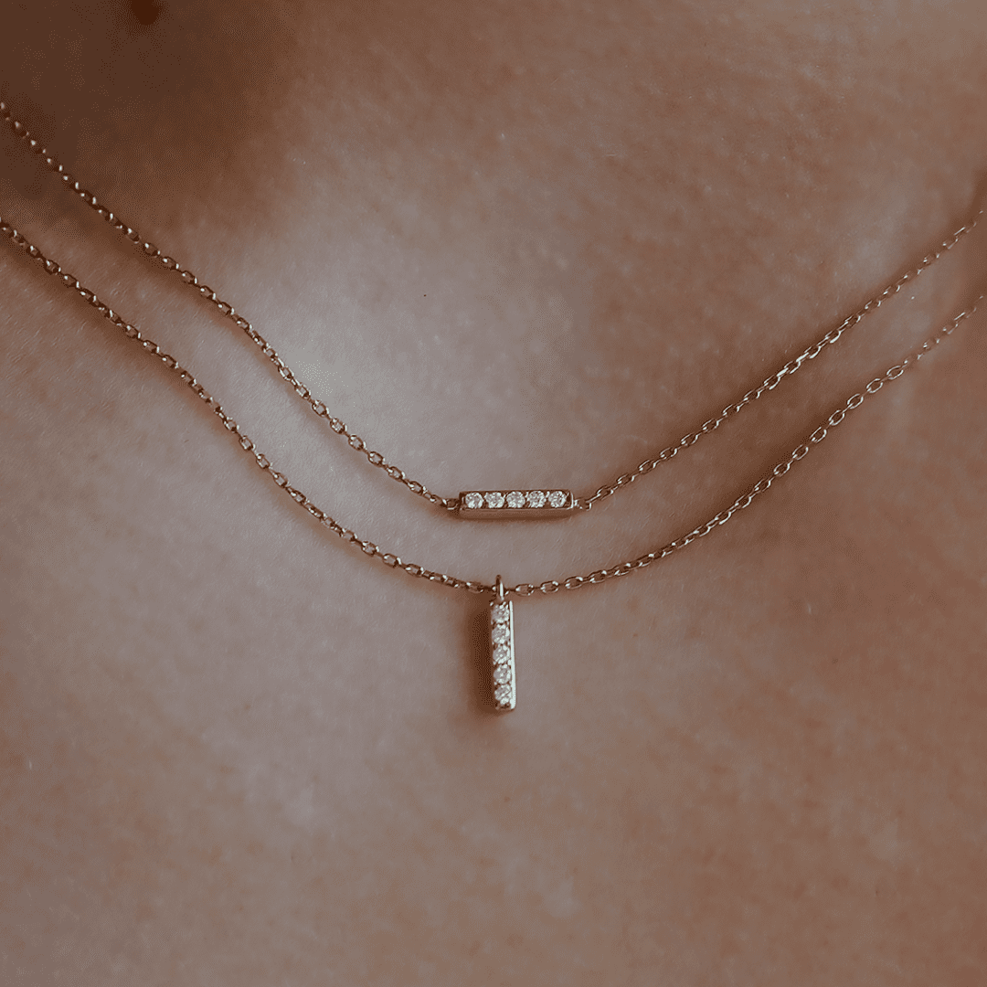 collier barrette or jaune et diamants blancs or recyclé 18 carats aupiho joaillerie