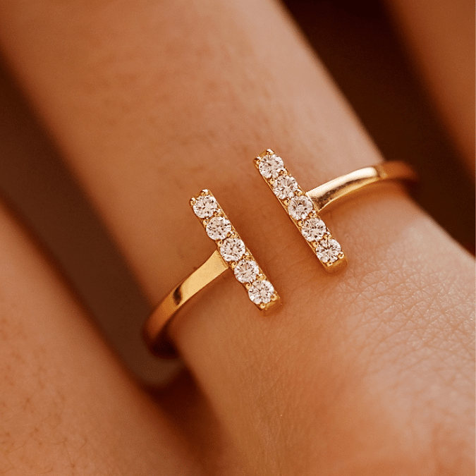 bague barrette or jaune et diamants blancs or recyclé 18 carats aupiho joaillerie