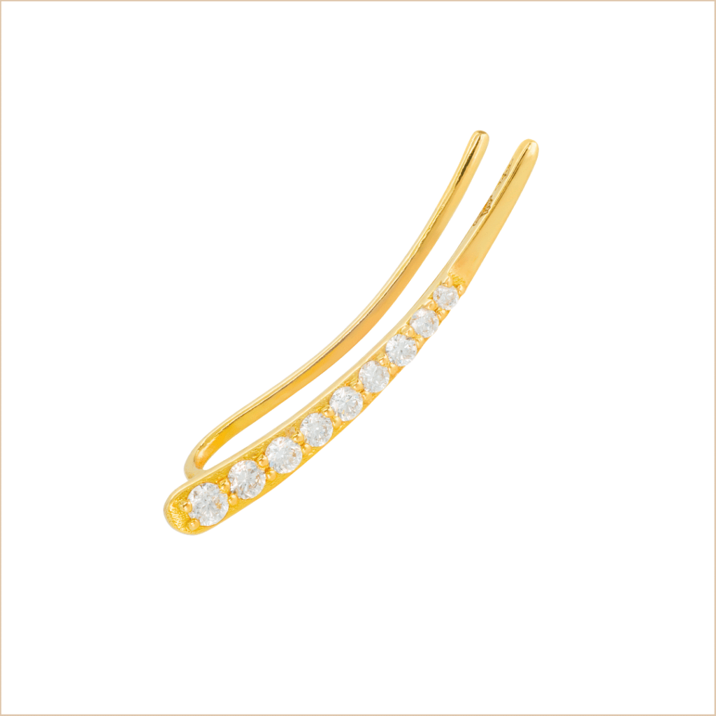boucle d'oreille grimpante montante or jaune et diamants or recyclé 18 carats aupiho joaillerie