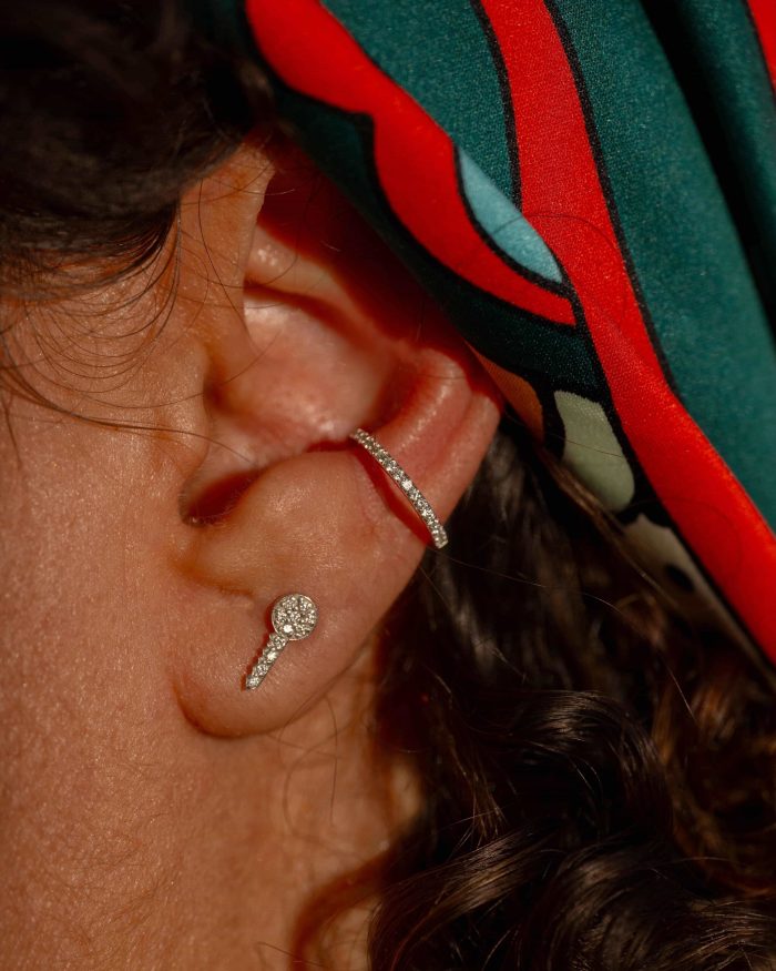 ear cuff diamonds white gold paved with white diamonds recycled gold aupiho jewelry