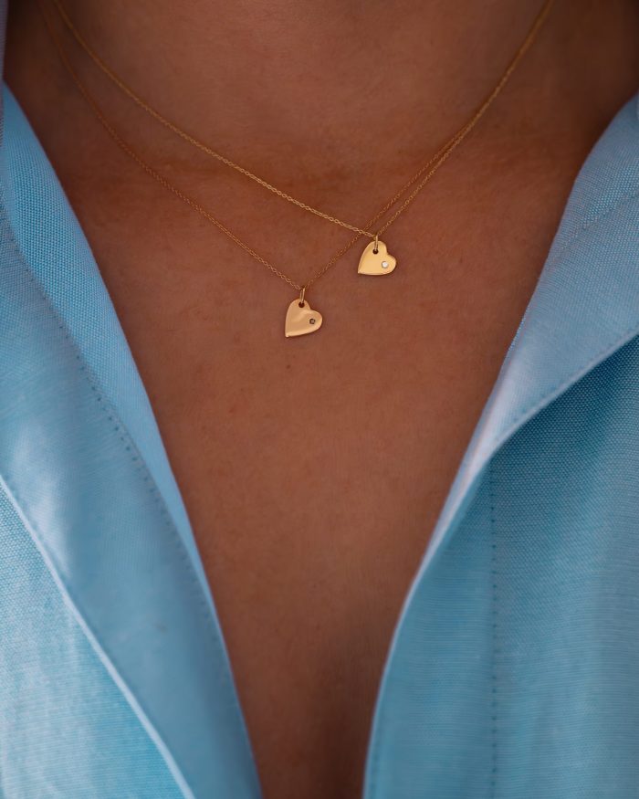 collier coeur or et diamant or recyclé 18 carats aupiho joaillerie