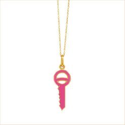 clé pendentif couleur rose or jaune 18 carats recyclé aupiho joaillerie