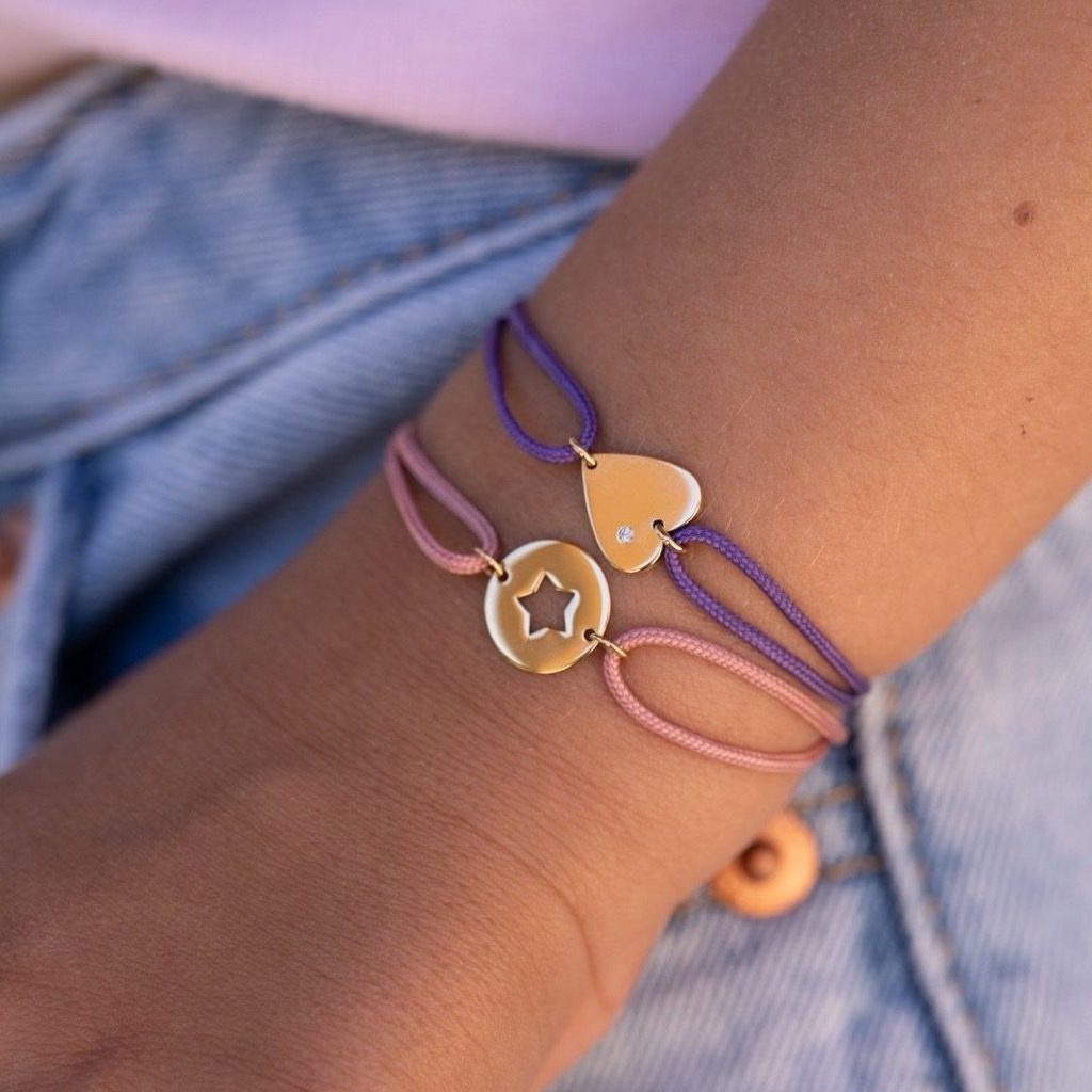 bracelet cordon coeur medaille étoile or recyclé 18 carats aupiho joaillerie bracelet cordon coeur medaille étoile or recyclé 18 carats aupiho joaillerie
