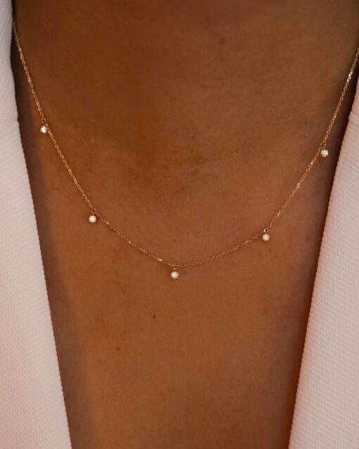 collier glam 5 pampilles or jaune 18k diamants aupiho joaillerie