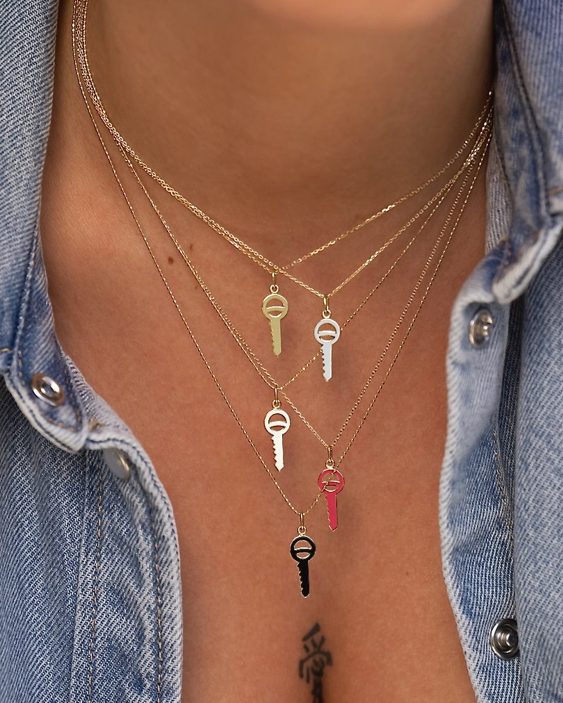 key pendant yellow gold lacquered recycled gold 18 carats colours aupiho jewelry
