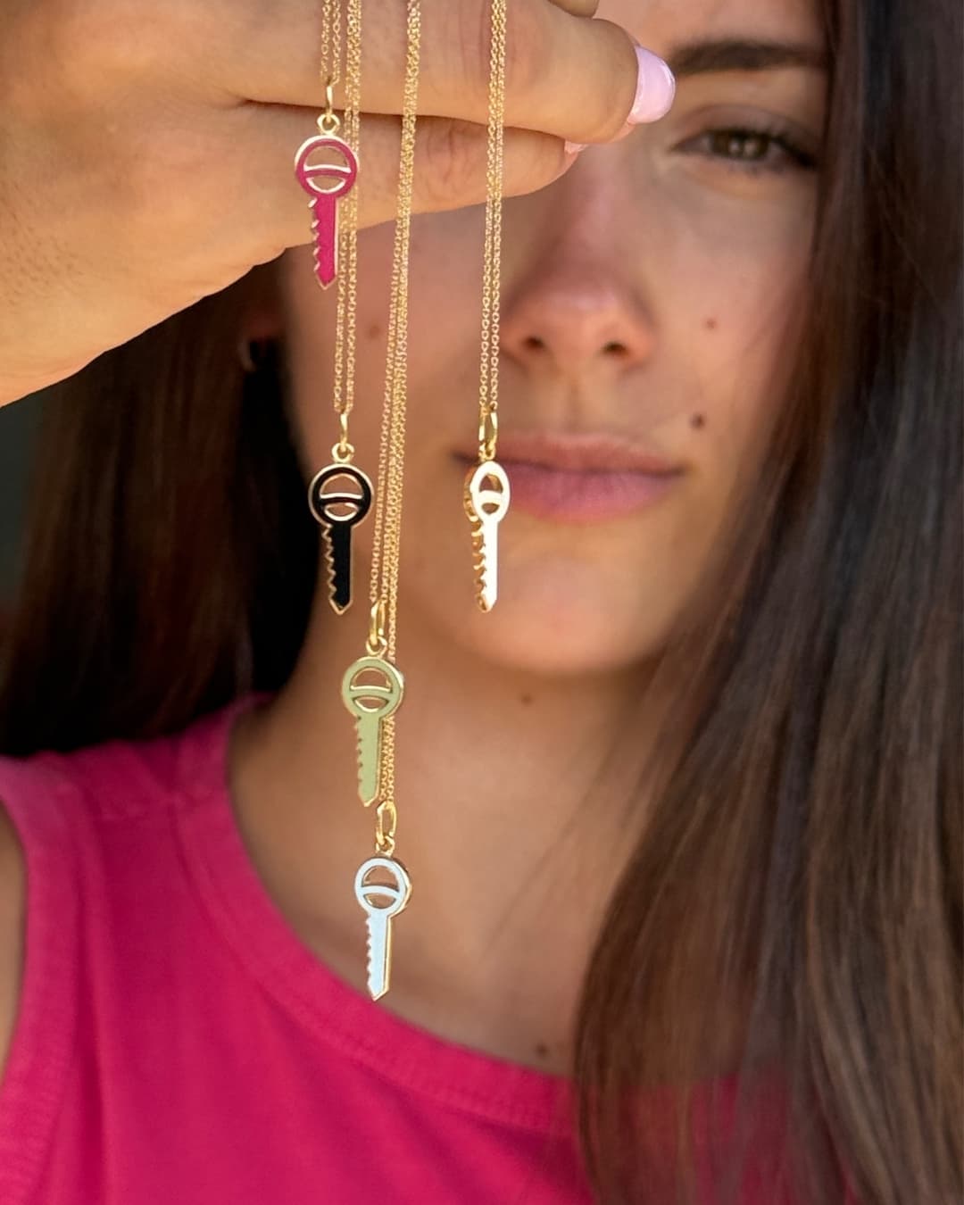 Pendentif clé Sésame Colors pendentif cle couleurs or jaune laque sesame colors aupiho joaillerie