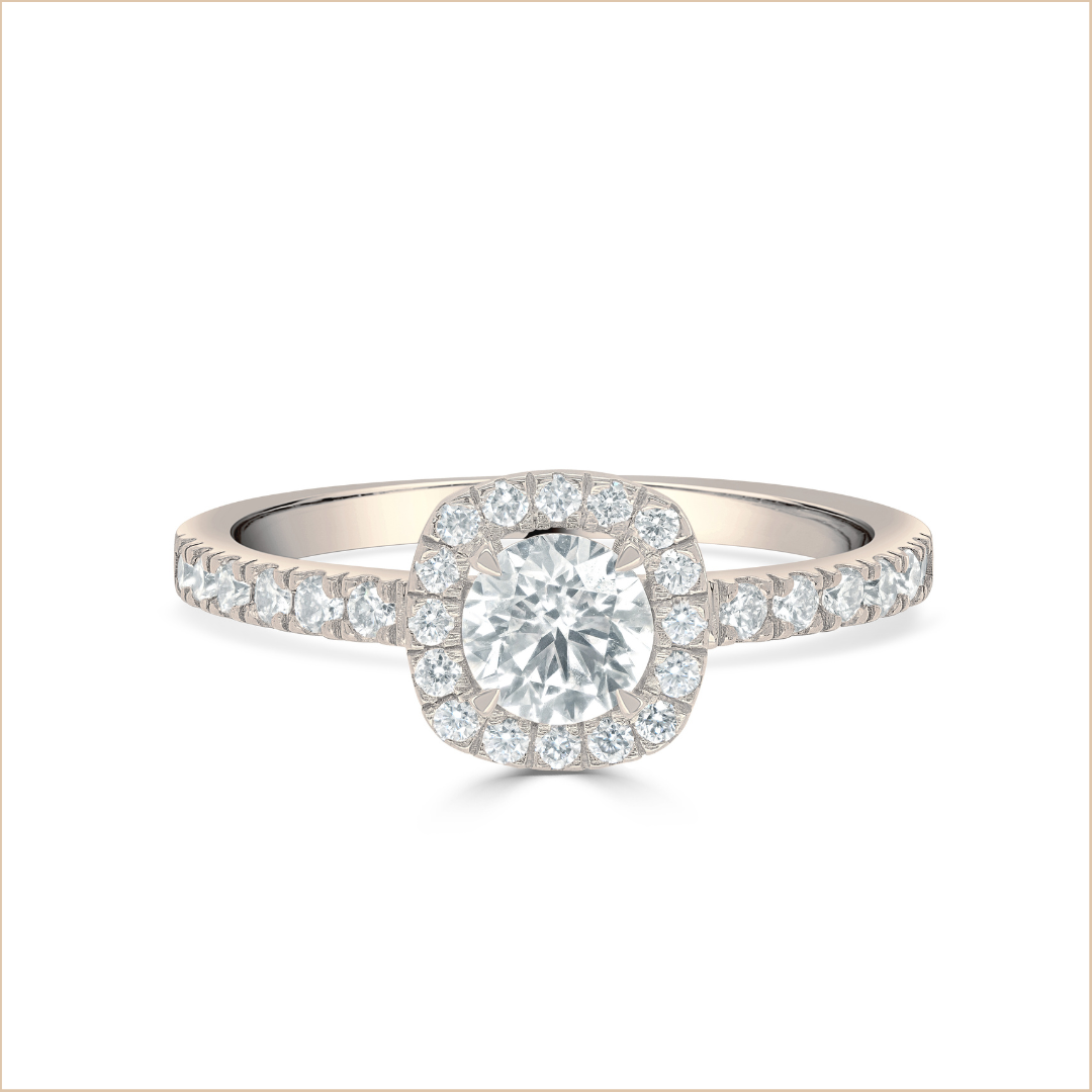 Bague solitaire en or blanc et diamants blancs Aupiho Joaillerie