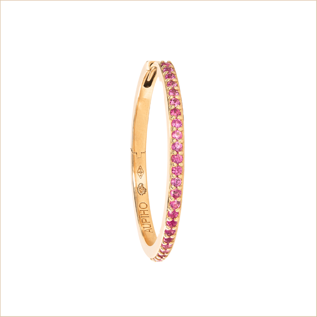 créole saphirs roses or jaune 20 mm divine aupiho joaillerie