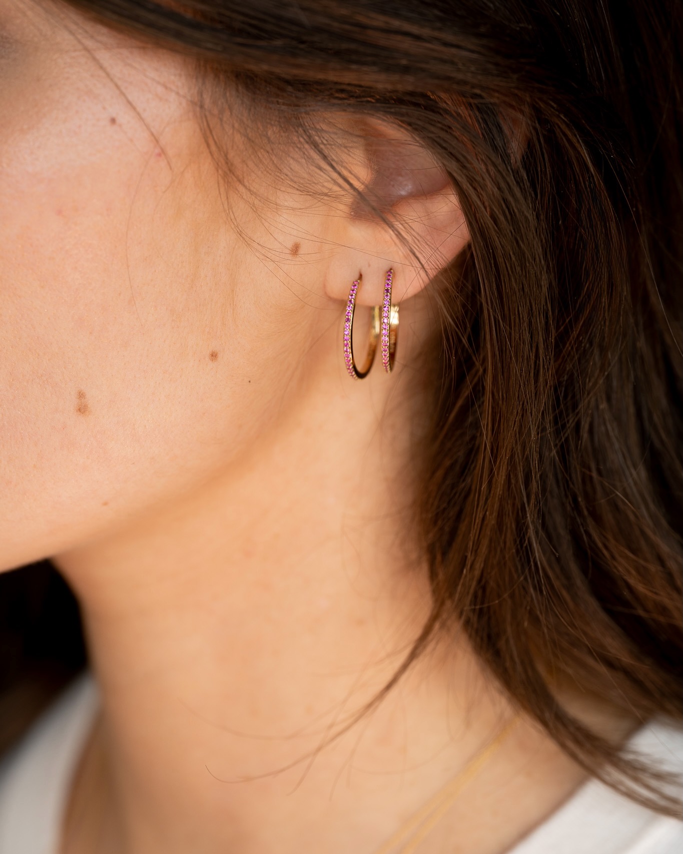 créole saphirs roses 20 mm divine or jaune aupiho joaillerie