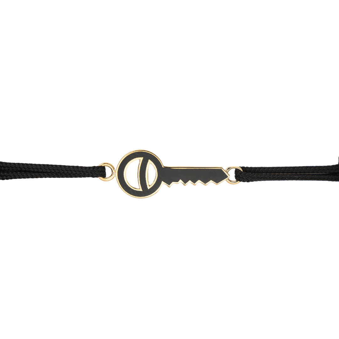 bracelet cordon clé or jaune laque noire colors aupiho joaillerie