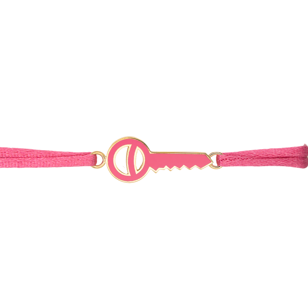 bracelet cordon clé or jaune laque rose colors aupiho joaillerie