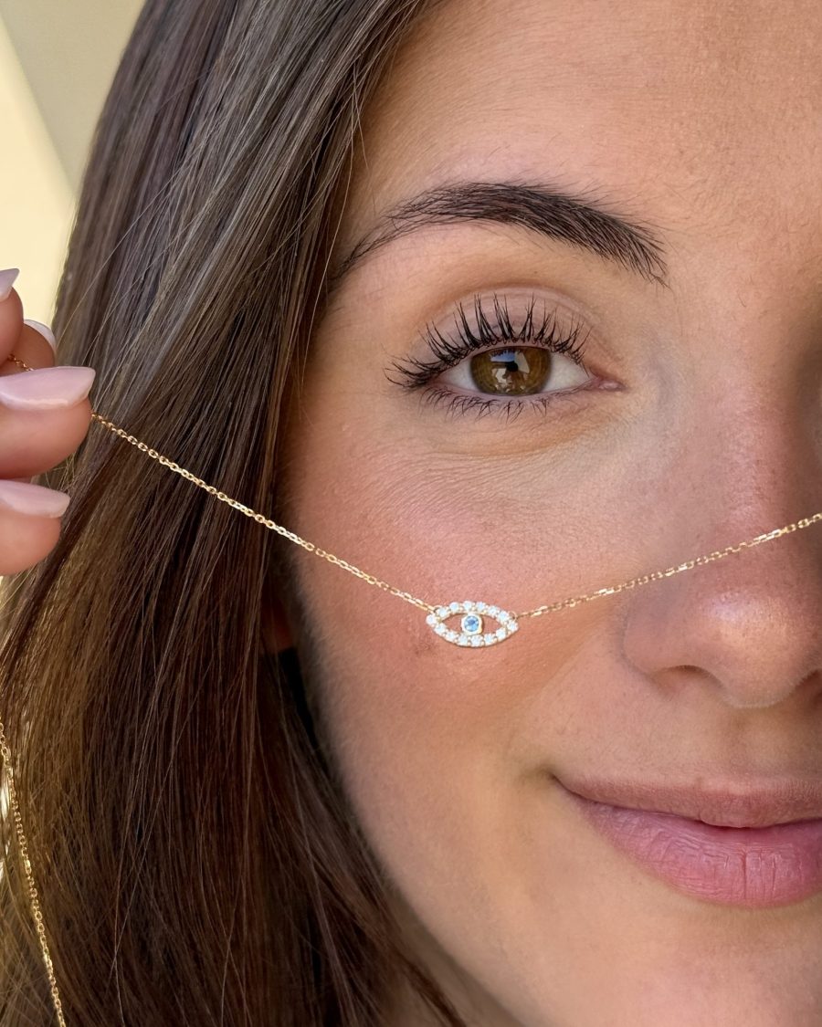 collier oeil diamants aigue marine or jaune aupiho joaillerie