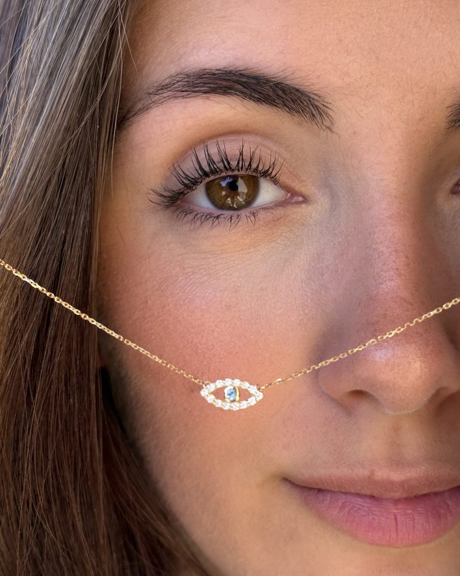 collier oeil or diamants aigue marine aupiho joaillerie