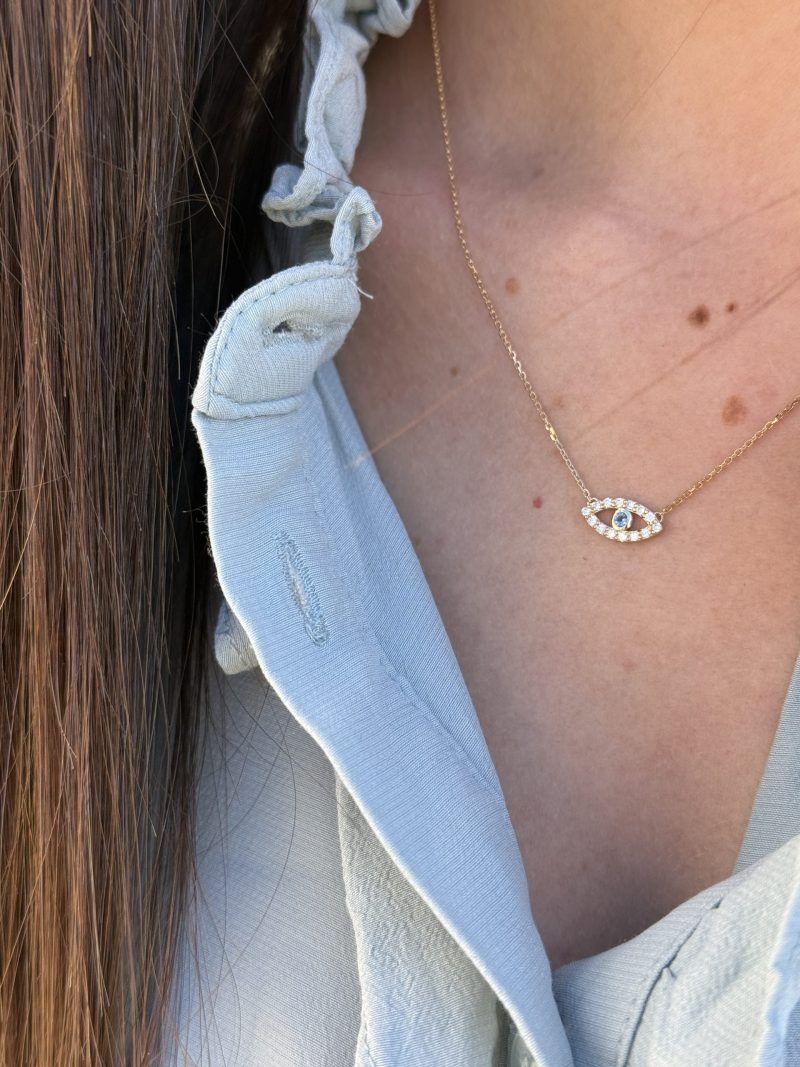 collier oeil or diamants blancs aigue marine aupiho joaillerie